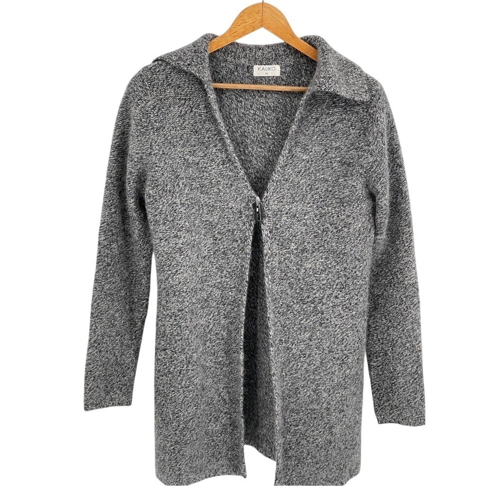 Kaliko Cardigan Sweater Long Wool Blend Women's Size 12 Toggle Button Gray